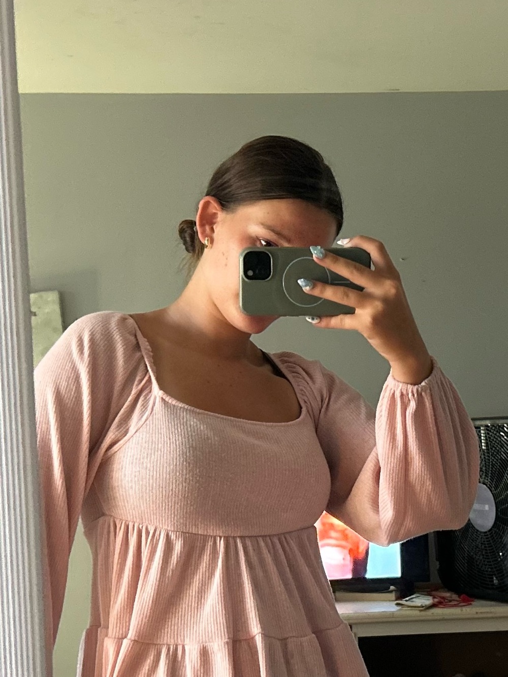 Altar'd State Blush Pink Ribbed Square Neck Top